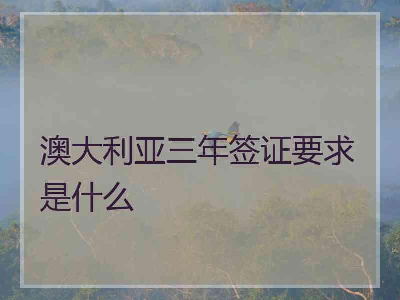 澳大利亚三年签证要求是什么