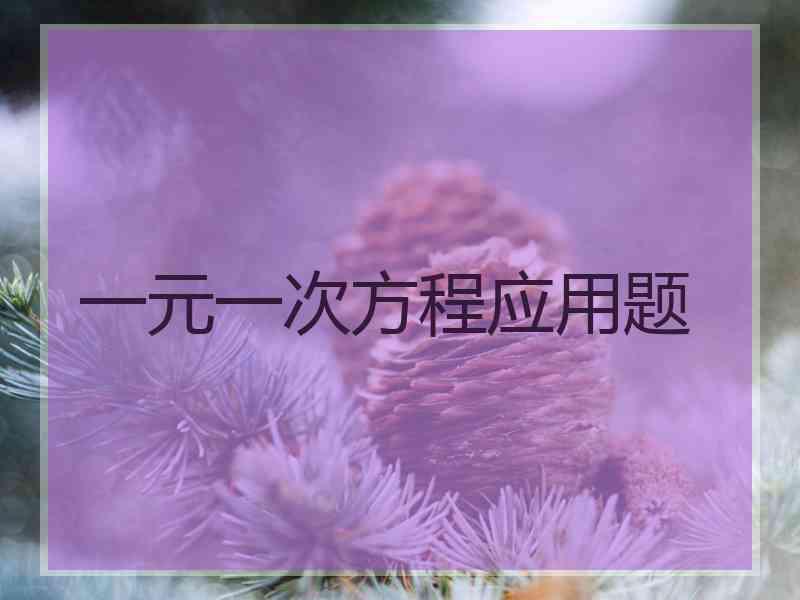 一元一次方程应用题