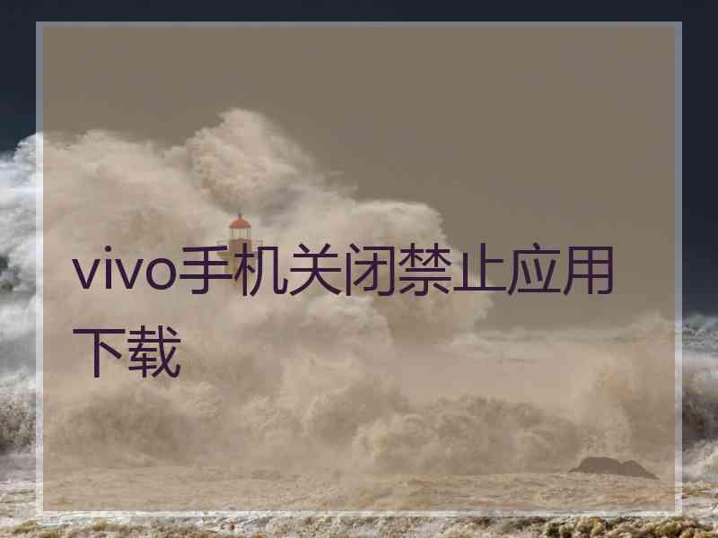 vivo手机关闭禁止应用下载