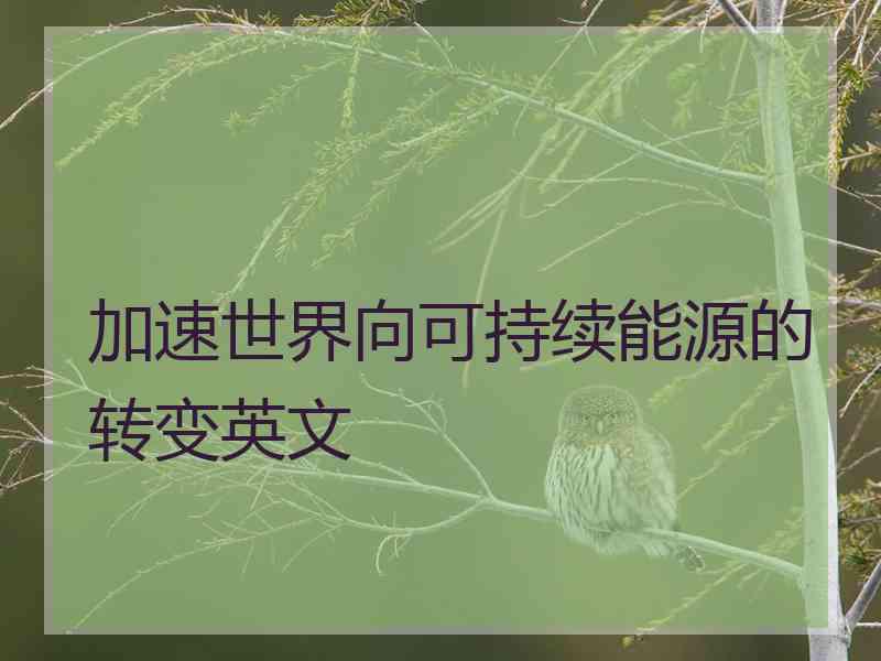 加速世界向可持续能源的转变英文