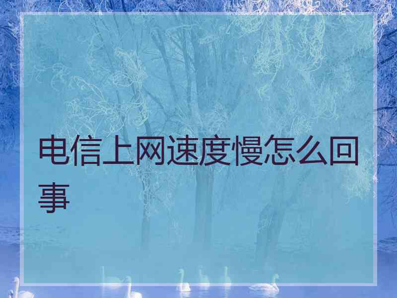 电信上网速度慢怎么回事