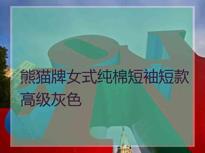 熊猫牌女式纯棉短袖短款高级灰色