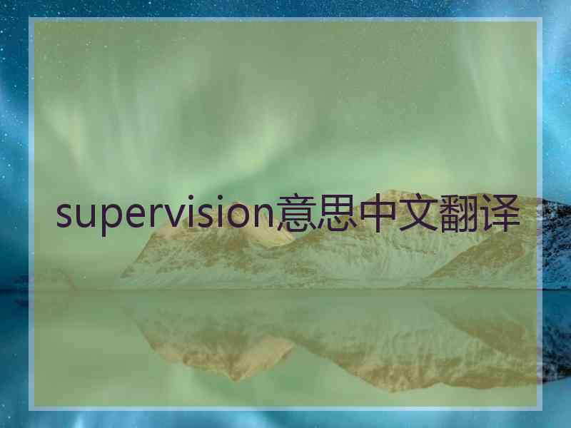 supervision意思中文翻译